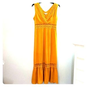 Bailey blue, mustard color maxi dress, size L, NWT